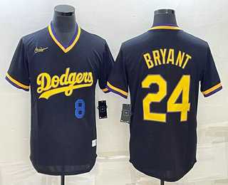 Men%27s Los Angeles Dodgers #8 #24 Kobe Bryant Number Black Stitched Pullover Throwback Nike Jersey->los angeles dodgers->MLB Jersey